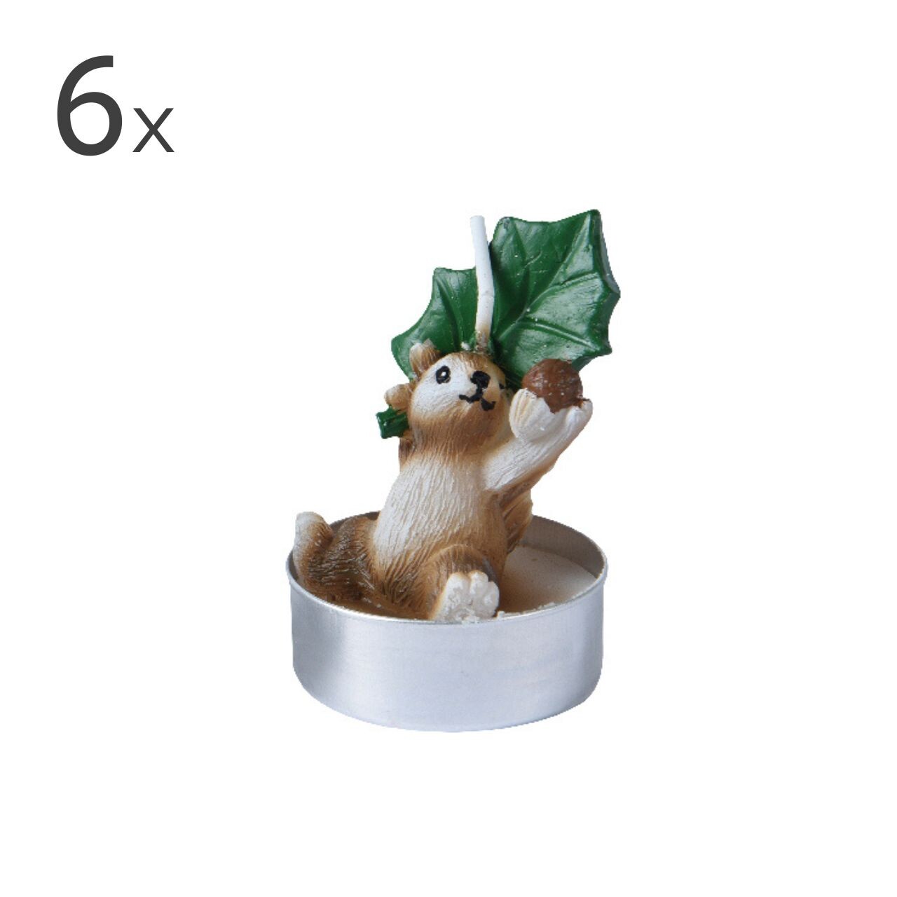 Set 6 lumanari Squirrel, Decoris, ceara, 3 h, multicolor - imagine 3